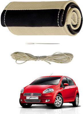 RKPSP Hand Stiched Steering Cover For Universal For Car Grand Dicor(Beige/Brown, Leatherite)