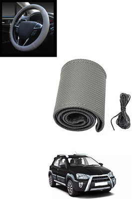 MATIES Hand Stiched Steering Cover For Toyota Etios Cross(Grey, Leatherite)
