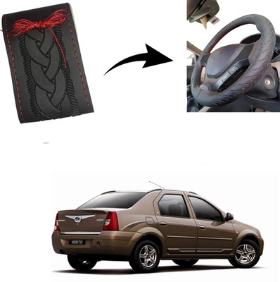 Autoinnovation Hand Stiched Steering Cover For Mahindra Logan(Black, Leather)