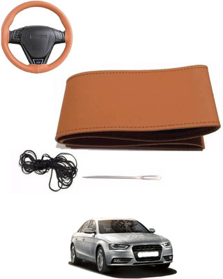MATIES Hand Stiched Steering Cover For Audi S4(Tan, Leatherite)