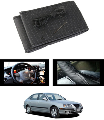 monolive Hand Stiched Steering Cover For Hyundai Elantra(Black, Leatherite)