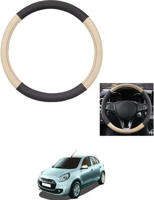 MATIES Steering Cover For Renault Pulse(Beige/Black, Leather)