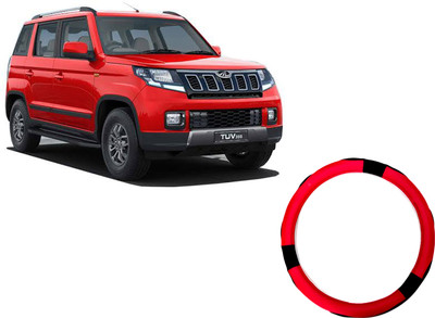 HOTRENZ Steering Cover For Mahindra TUV 300(Red,Black, Leatherite)
