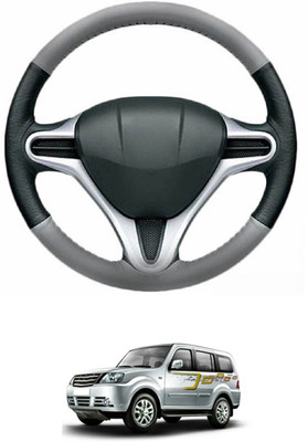 MATIES Steering Cover For Tata Grand Dicor(Grey, Black, Leather)