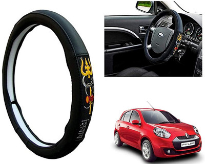 GS Grow n Shine Hand Stiched Steering Cover For Renault Pulse(Black, Leatherite)