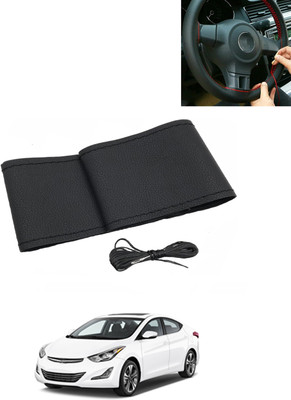 MATIES Hand Stiched Steering Cover For Hyundai Elantra(Black, Leatherite)
