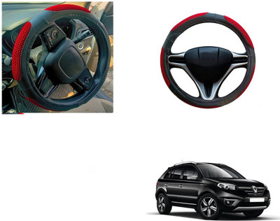 Automotive Prist Steering Cover For Renault Koleos(Black & Red, Leatherite)