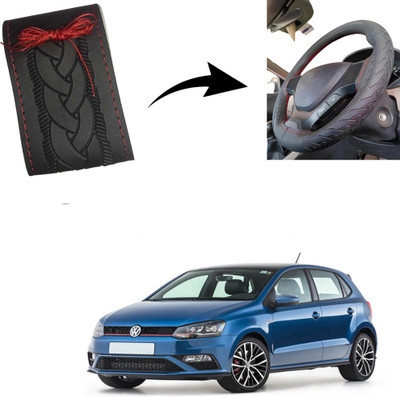 Autoinnovation Hand Stiched Steering Cover For Volkswagen Polo(Black, Leather)