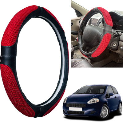 PEEPS STORE Steering Cover For Fiat Grand Punto(Black, Leatherite)