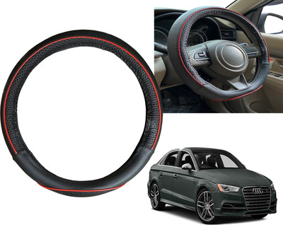 PEEPS STORE Steering Cover For Audi S3(Black, Red, Leatherite)