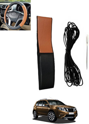 monolive Hand Stiched Steering Cover For Nissan Terrano(Tan, Black, Leatherite)