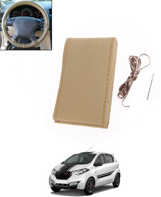 MSNP Hand Stiched Steering Cover For Datsun Universal For Car(Beige, Leatherite)