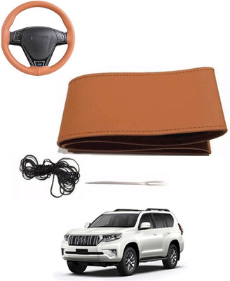 MATIES Hand Stiched Steering Cover For Toyota Land Cruiser Prado(Tan, Leatherite)
