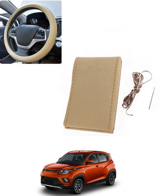 AYW Hand Stiched Steering Cover For Mahindra Universal For Car(Beige, Leatherite)