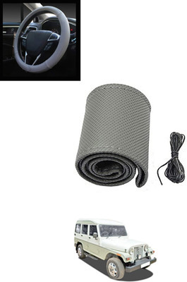 MATIES Hand Stiched Steering Cover For Mahindra Marshal(Grey, Leatherite)