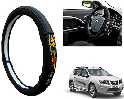 GS Grow n Shine Hand Stiched Steering Cover For Nissan Terrano(Black, Leatherite)