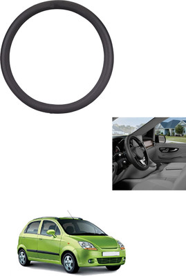 MATIES Steering Cover For Chevrolet Spark(Black, Leather)