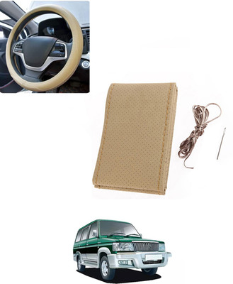 AYW Hand Stiched Steering Cover For Toyota Qualis(Beige, Leatherite)