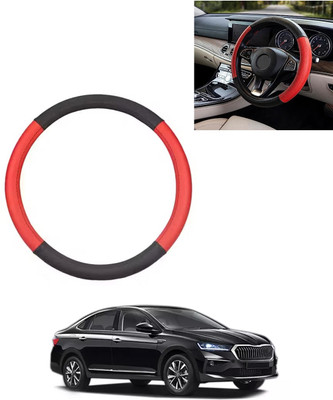 AYW Steering Cover For Skoda Universal For Car(Red/Black, Leatherite)