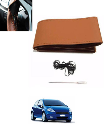 monolive Hand Stiched Steering Cover For Hyundai Grand i10(Tan, Leatherite)
