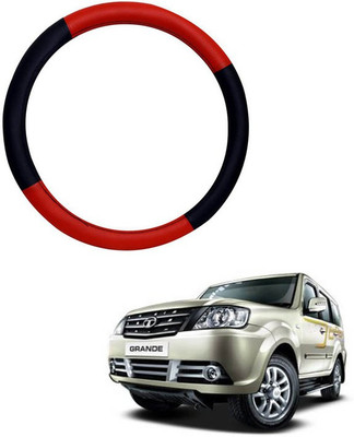 RKPSP Hand Stiched Steering Cover For Universal For Car Sumo Grande(Red/Black, Leatherite)