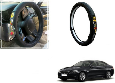 Automotive Prist Steering Cover For BMW 520i(Black, Leatherite)