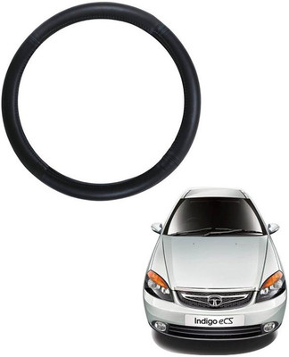 RKPSP Hand Stiched Steering Cover For Universal For Car Indigo(Black, Leatherite)