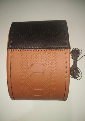 S MANGLAM Hand Stiched Steering Cover For Maruti Santro, Santro Xing, Sunny, Swift Dzire, TUV 300, Verna, Vista, WagonR(Brown, Leatherite)