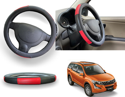 PEEPS STORE Steering Cover For Mahindra XUV 500(Red, Leatherite)