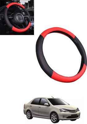 monolive Steering Cover For Toyota Etios Liva(Red, Black, Leatherite)