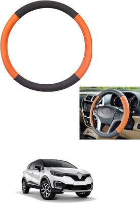 MATIES Steering Cover For Renault Universal For Car(Tan/Black, Leather)