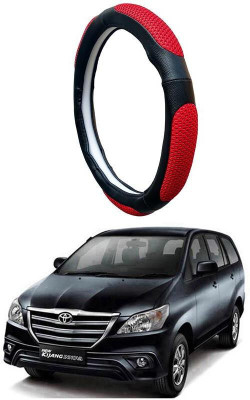 AUTO PEARL Steering Cover For Toyota Innova(Black Red, Leatherite)
