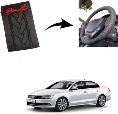 Autoinnovation Hand Stiched Steering Cover For Volkswagen Jetta(Black, Leather)