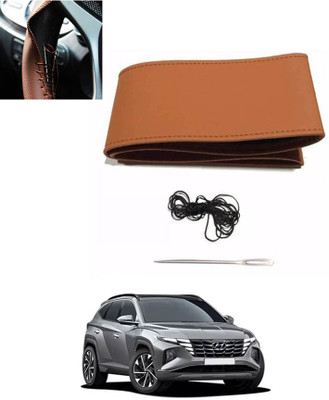 MATIES Hand Stiched Steering Cover For Hyundai Tucson(Tan, Leatherite)
