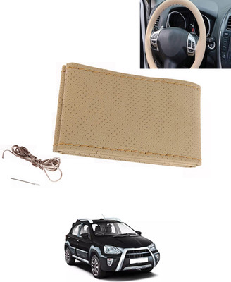 MATIES Hand Stiched Steering Cover For Toyota Etios Cross(Beige, Leatherite)