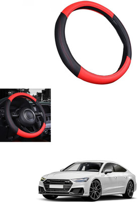 MATIES Steering Cover For Audi S7(Red/Black, Leather)