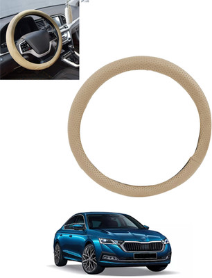 monolive Hand Stiched Steering Cover For Skoda Octavia(Beige, Leatherite)