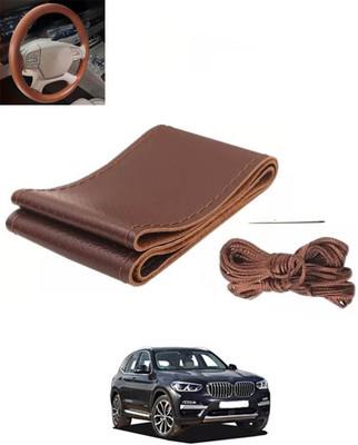 RKPSP Hand Stiched Steering Cover For BMW X3(Brown, Leatherite)