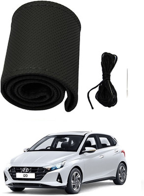 ARNEJA Hand Stiched Steering Cover For Hyundai i20(Black, Leather)