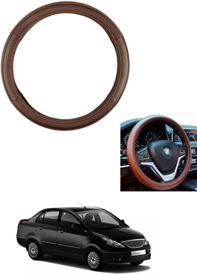 MATIES Steering Cover For Tata Manza(Brown, Leather)