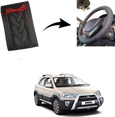 Autoinnovation Hand Stiched Steering Cover For Toyota Etios Cross(Black, Leather)