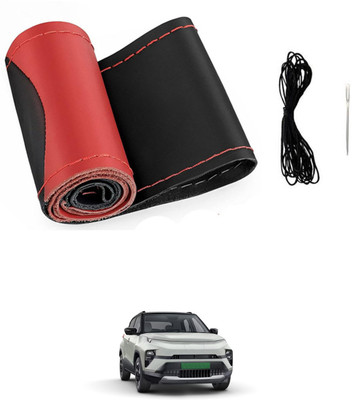 monolive Hand Stiched Steering Cover For Tata Universal For Car(Red/Black, Leatherite)