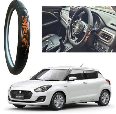 OOLTAH PAHIYA Hand Stiched Steering Cover For Maruti Swift(Black, Leatherite)