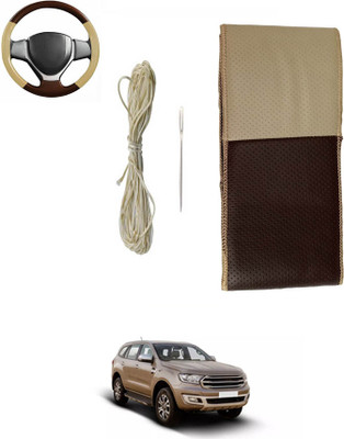 MATIES Hand Stiched Steering Cover For Ford Endeavour(Beige/Brown, Leatherite)