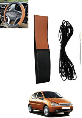 monolive Hand Stiched Steering Cover For Tata Indica(Tan, Black, Leatherite)