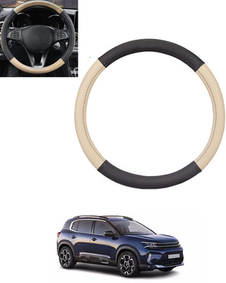 ABJD Steering Cover For Universal For Car Universal For Car(Beige, Black, Leatherite)