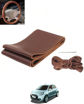 RKPSP Hand Stiched Steering Cover For Renault Pulse(Brown, Leatherite)