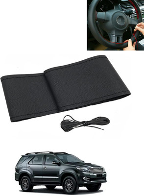 AYW Hand Stiched Steering Cover For Toyota Fortuner(Black, Leatherite)