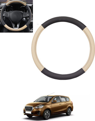 monolive Hand Stiched Steering Cover For Datsun Universal For Car(Beige, Black, Leatherite)