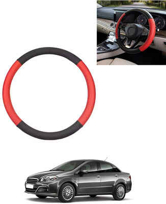 AYW Steering Cover For Fiat Linea(Red/Black, Leatherite)